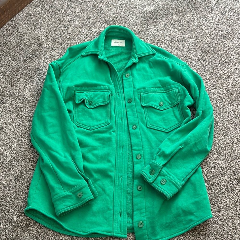 Wilfred cotton green button up, shacket.